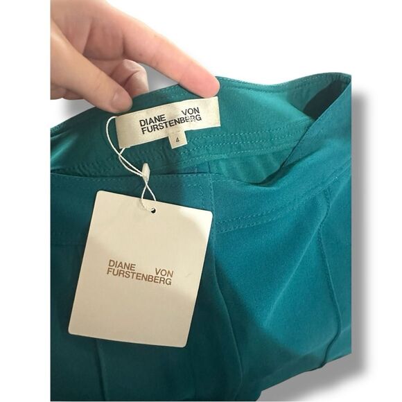 NWT Diane von Furstenberg Wide Leg Blue Trousers Size 4 – Flowy Flare Pants - Picture 7 of 7